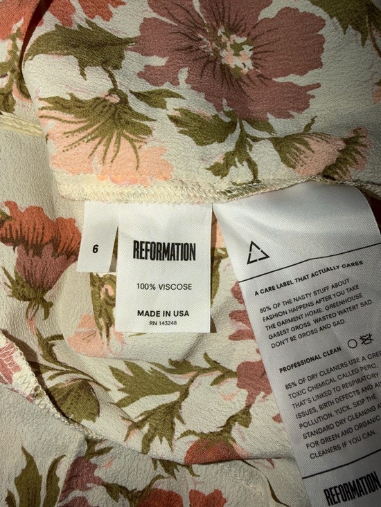 Reformation Grace Cream Floral Tie-Front Dress size 6 - Picture 6 of 6